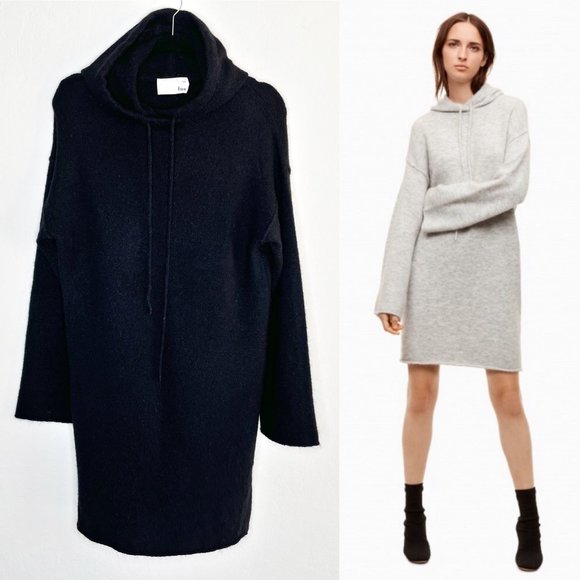 Aritzia Dresses & Skirts - Aritzia Wilfred Free Black Sissi Hooded Alpaca Sweater Dress S